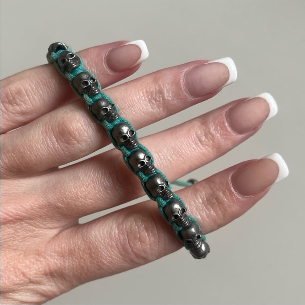 Hand Crafted Silver and Green Beaded Bracelet
